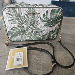 Michael Kors Jet Set Leather Crossbody - Monsterra/Palm Print